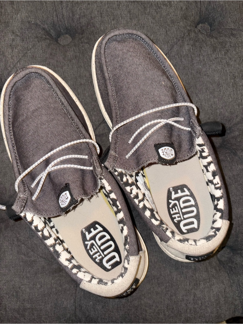 Hey Dude Men's Gray Canvas Wally Slip-On Loafers
